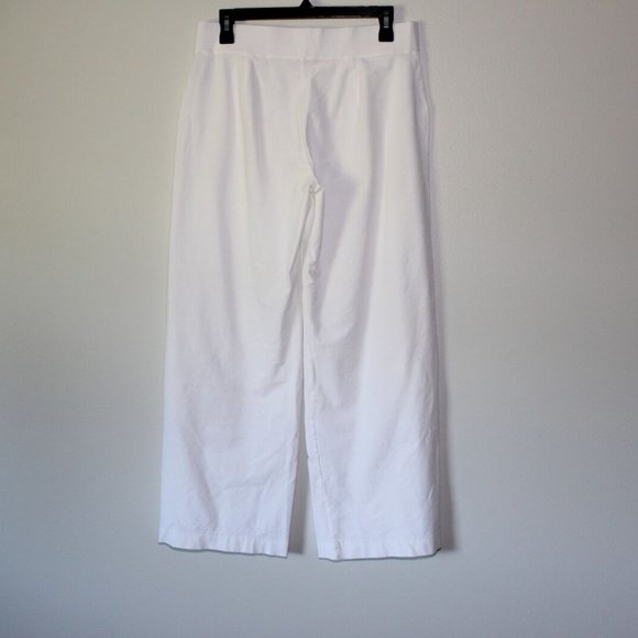 Eileen Fisher Wide Leg Stretch Crepe Pants Off White Washable Size Medium H13525 - Picture 5 of 10